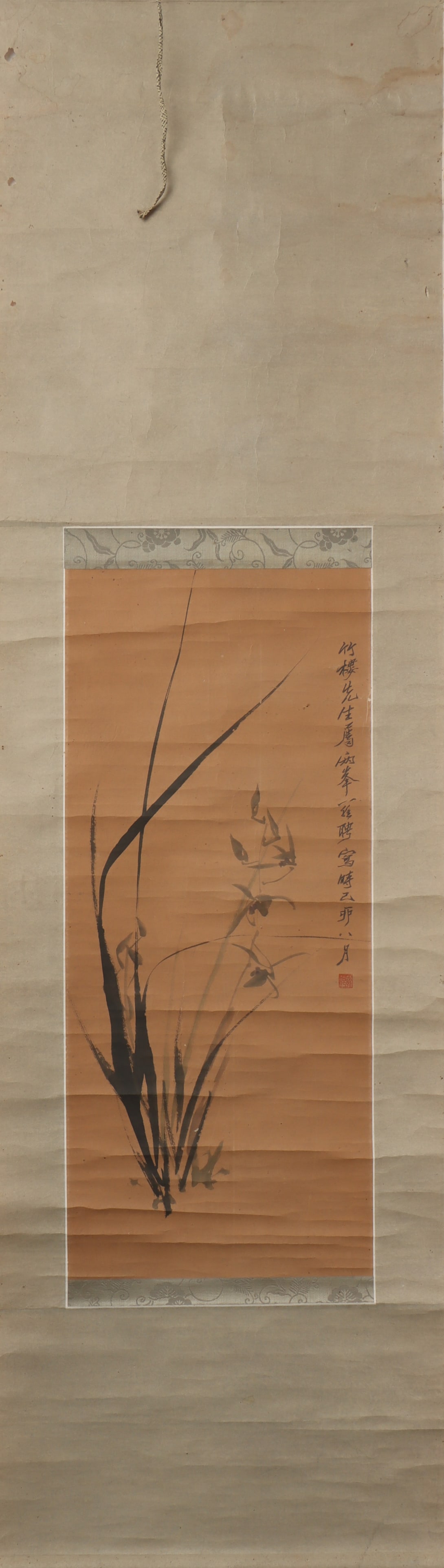 A Chinese Vertical Scroll Ink Painting of Flower on Paper (1 of 4)