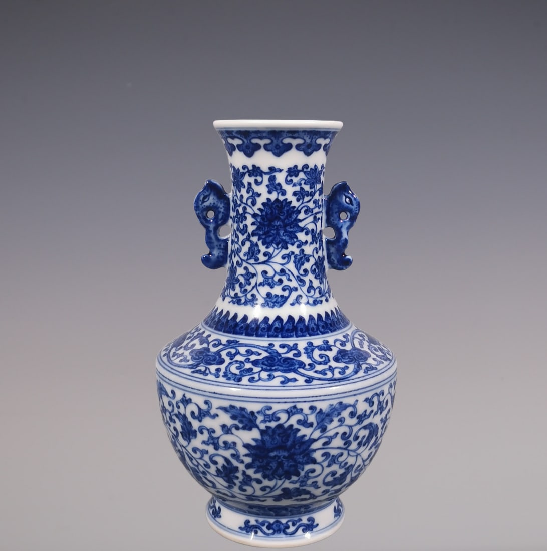 An Exquisite Blue and White Lotus Pattern Double-Ears Vase (1 of 6)