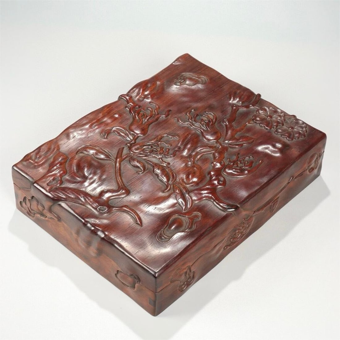 A Qing Dynasty Huanghuali wood carved Buddha's hand bookcase (1 of 9)