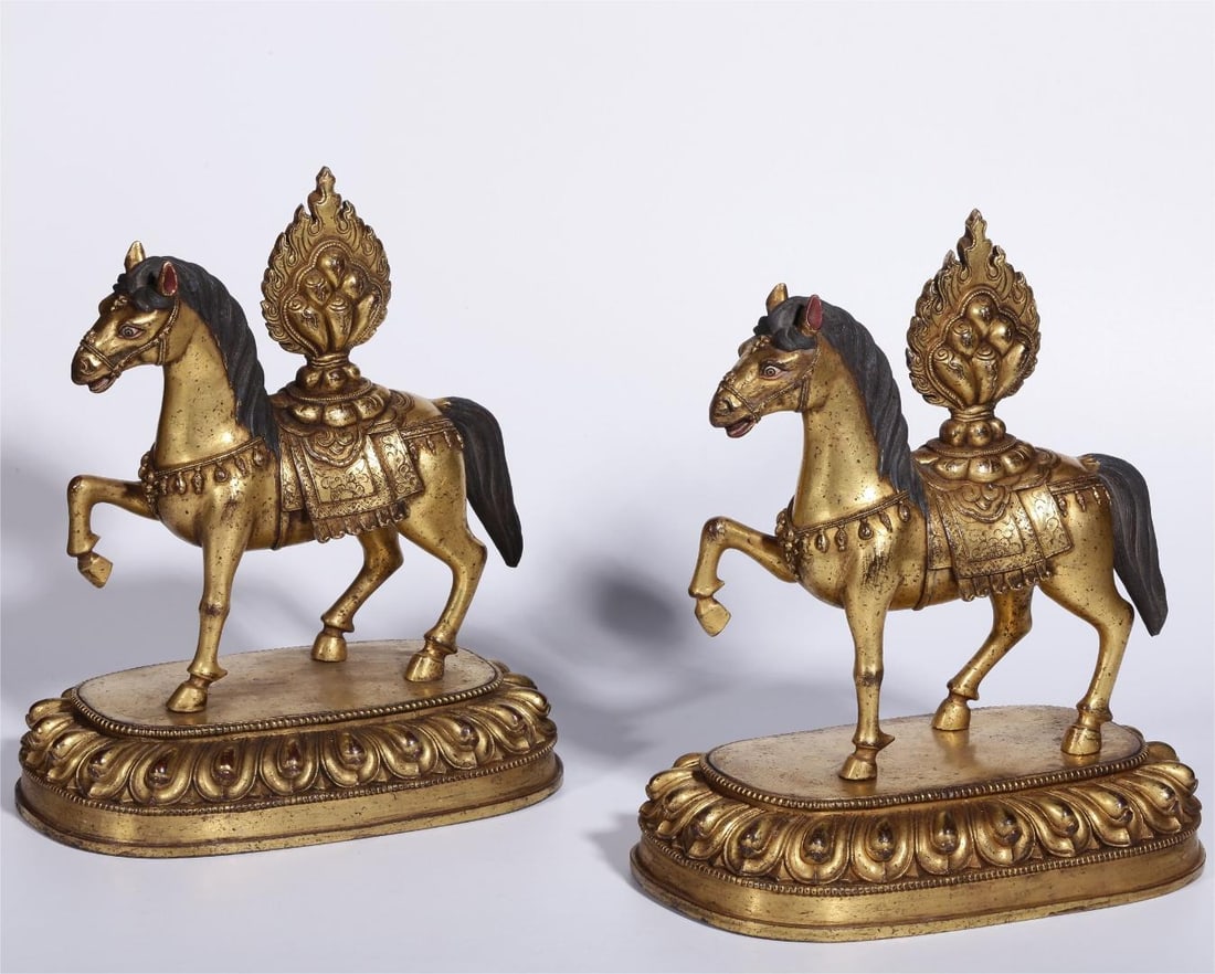 A pair of copper-gilt horse treasures from the Qing Dynasty (1 of 9)