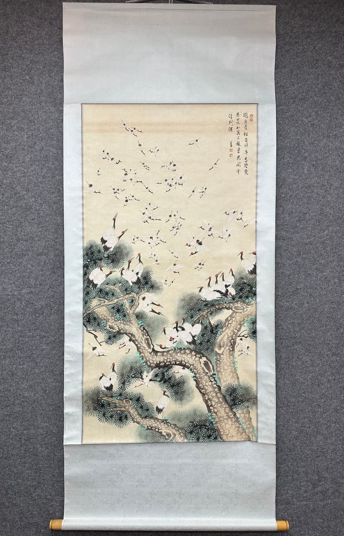 A picture of Pu Ru's Hundred Cranes on silk (1 of 9)