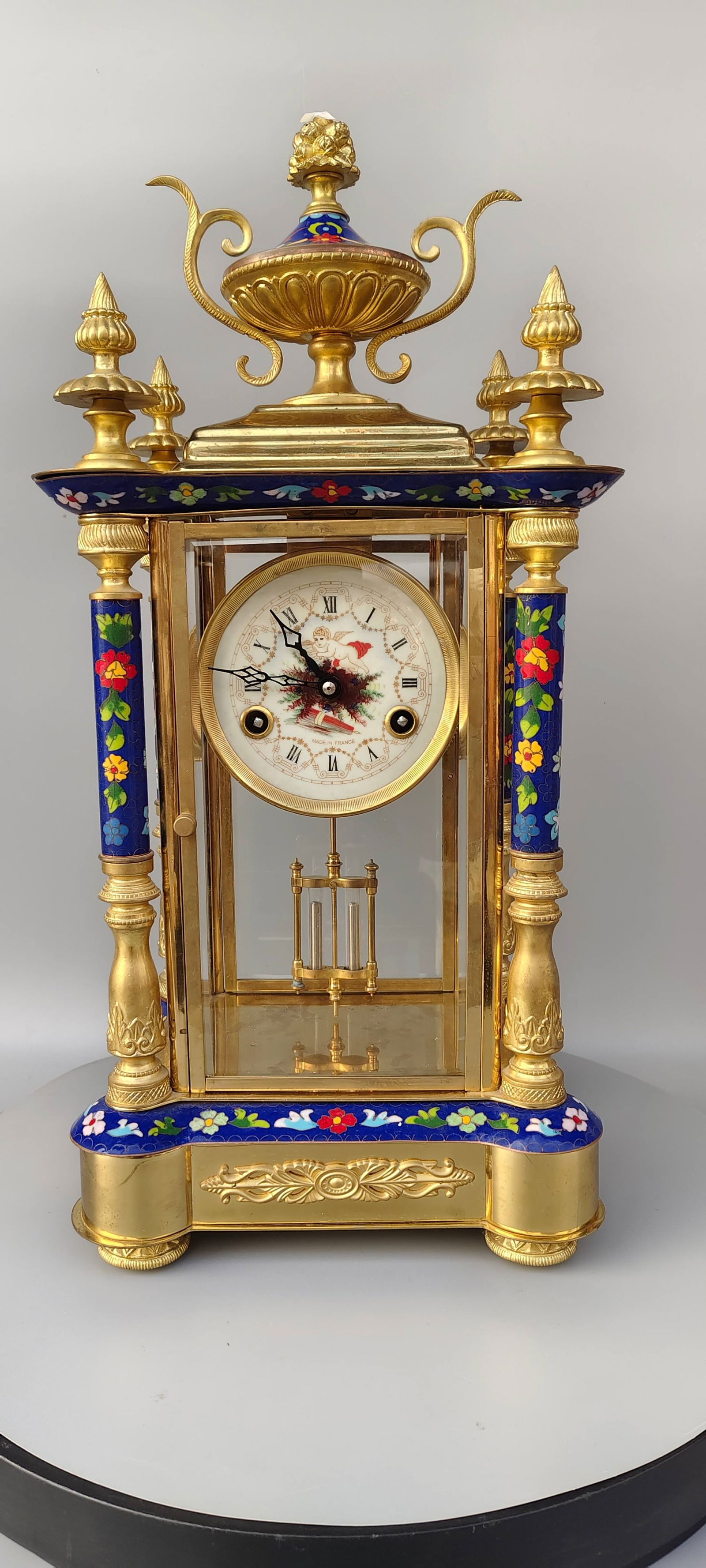 A beautiful European vintage gilt table clock (1 of 9)