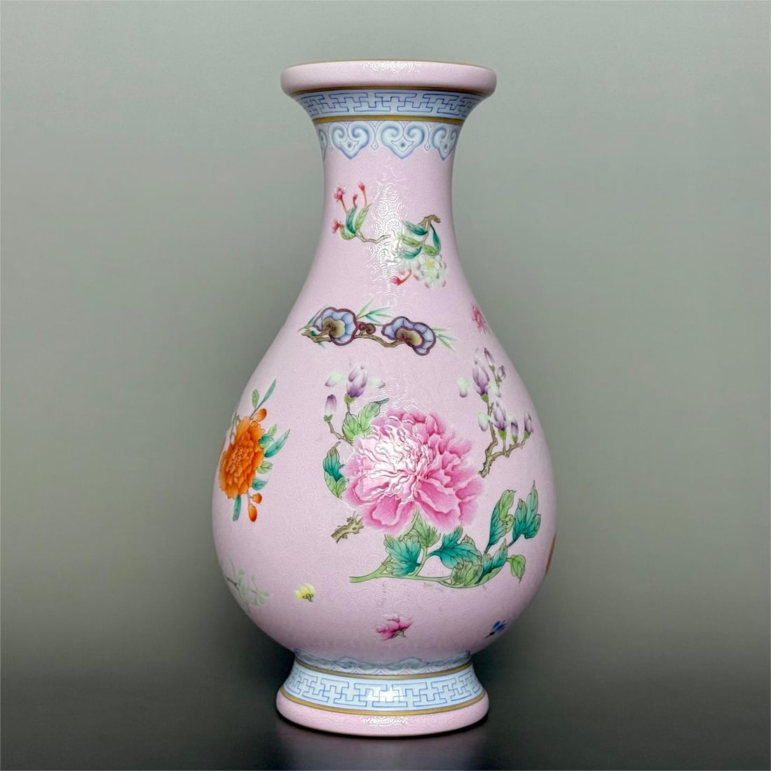 A palace powder anchovy grass pickpocket flower enamel colorful folded branch flower pattern jade (1 of 9)