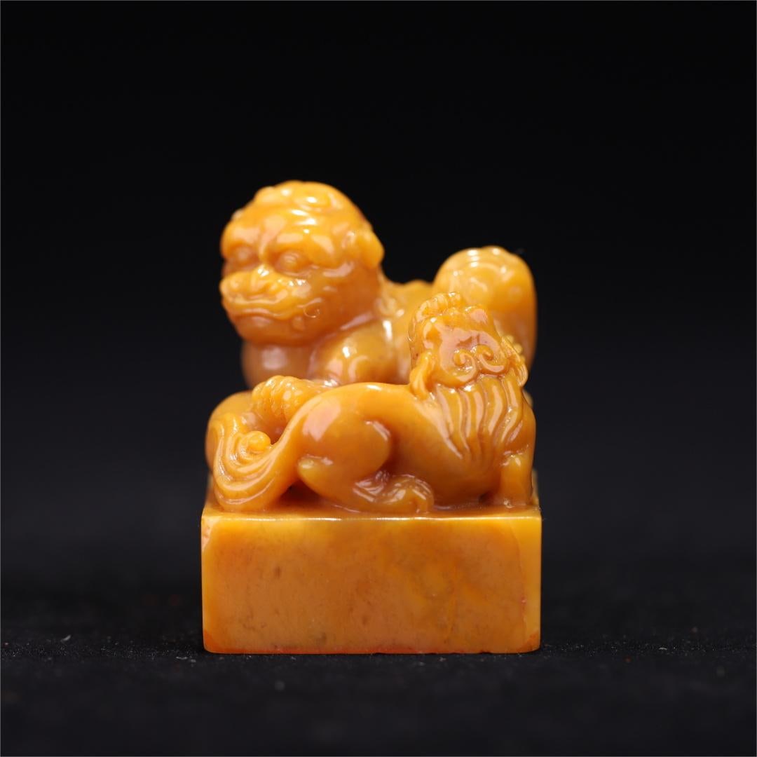 A Qing Dynasty Tian Huangshi Tai Shi Young Lion Button Fangzhang (1 of 9)