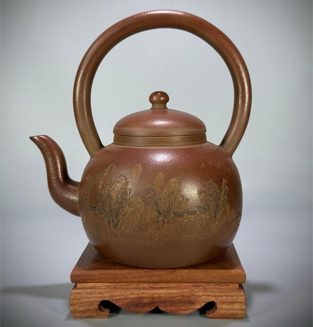 A beautiful painted landscape and a bead beam pot: Exquisite painted landscape A bead beam pot Size:16.7×12.5×18cmW:443g (The Dimensions Of All Batches Are Manually Measured.If You Need More Detailed Information, Please Contact Our Customer Service