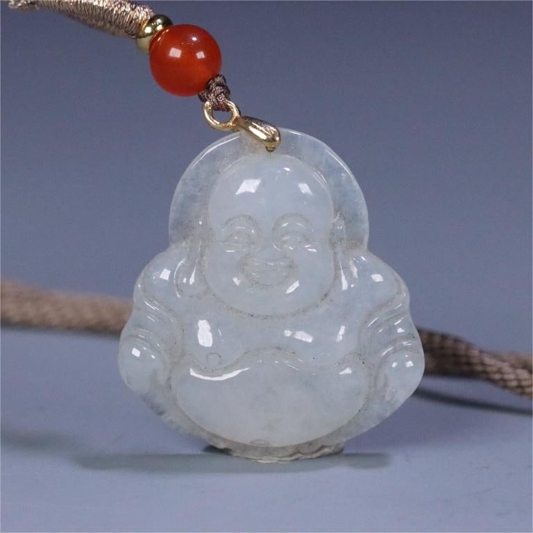 A beautiful old jade Maitreya Buddha pendant (1 of 8)