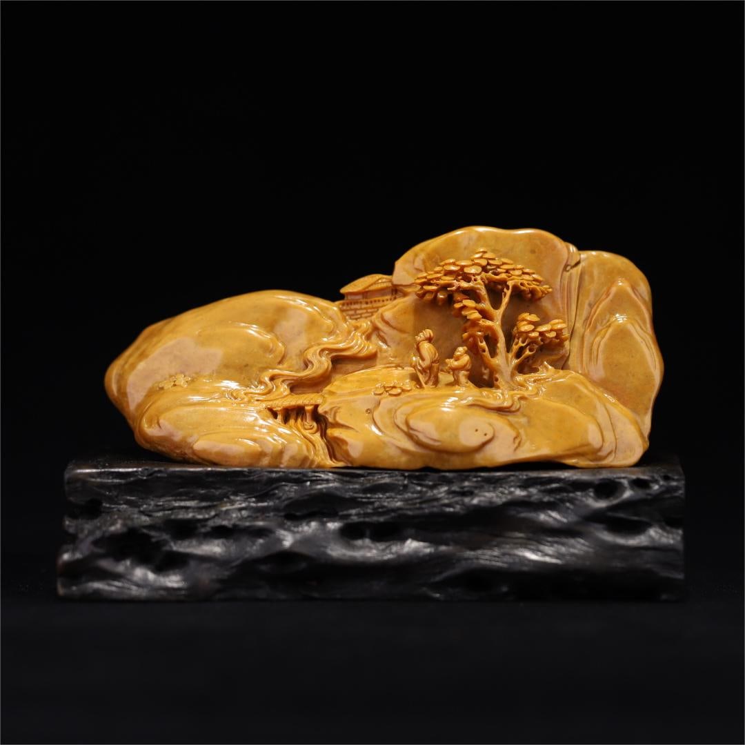 A Qing Dynasty Tian Huangshi landscape figure ornament: Tian Huangshi landscape figure ornaments of the Qing Dynasty Size:H:6.8x145cmW:0.3687kg (The Dimensions Of All Batches Are Manually Measured.If You Need More Detailed Information, Please Contact Our C