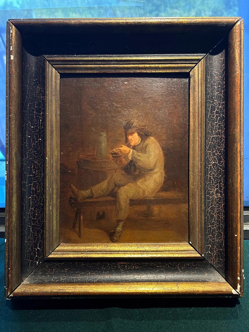 A beautiful European classical oil painting of a man smoking a pipe: Fine pipe smoking man European classical oil painting Size:33cmx38.5cm (The Dimensions Of All Batches Are Manually Measured.If You Need More Detailed Information, Please Contact Our Customer Service B