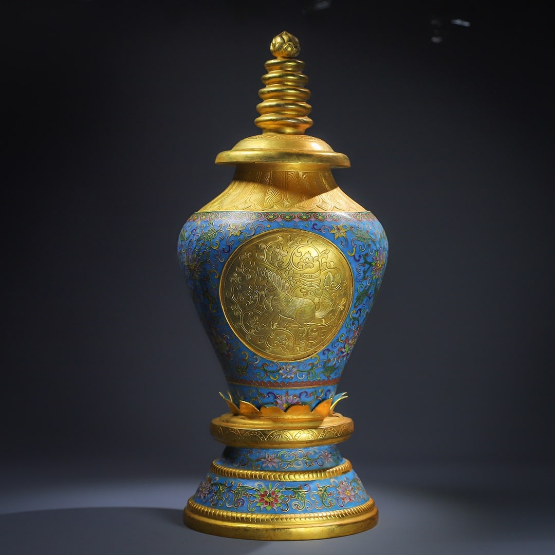 A beautiful treasure cloisonné relic tower: Exquisite treasure cloisonné cloisonné relic tower Size:W:2119gH:40cmW:17cm (The Dimensions Of All Batches Are Manually Measured.If You Need More Detailed Information, Please Contact Our Customer Se