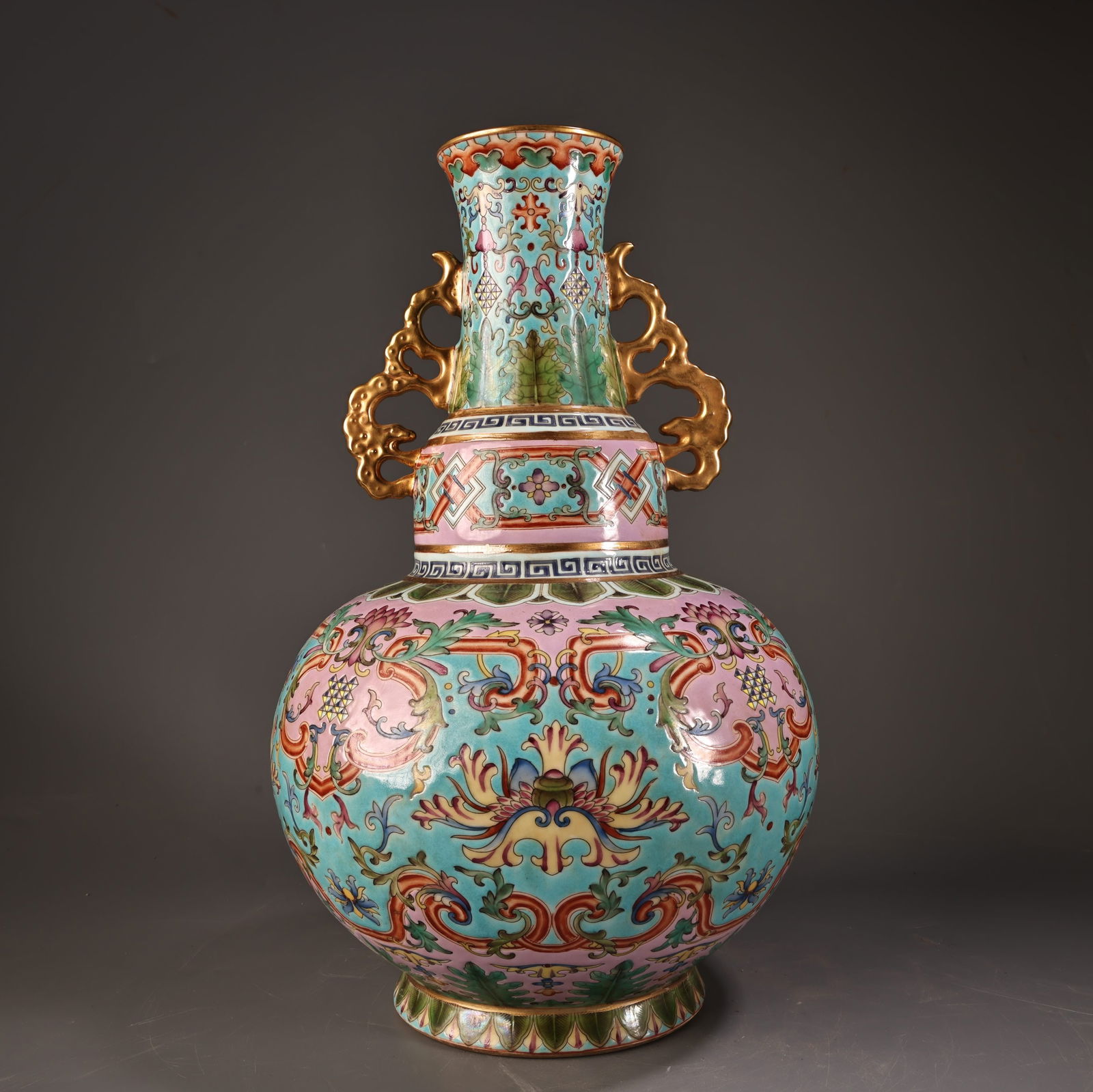 A fine enamel gold-painted porcelain vase (1 of 9)