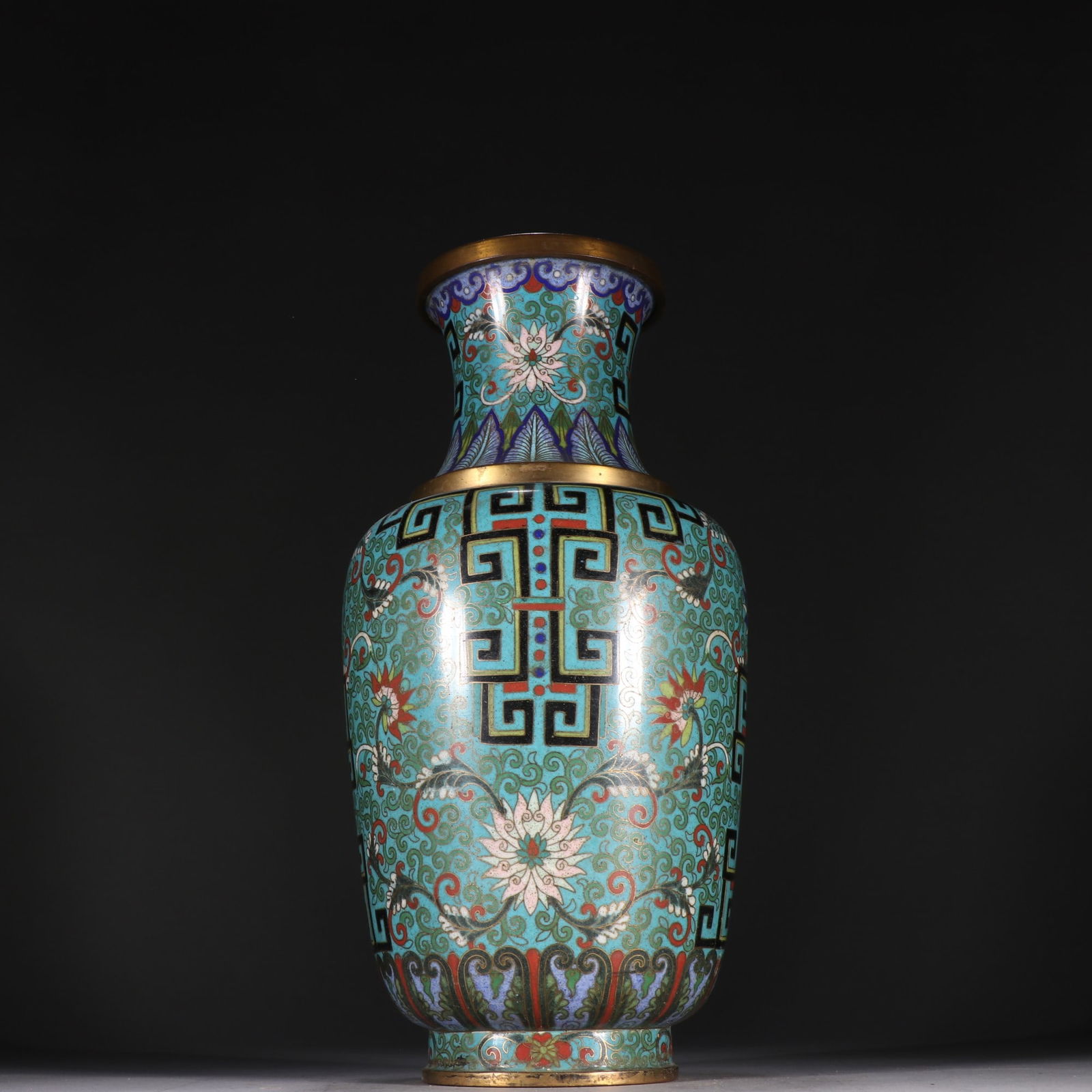 A copper-gilt cloisonné entwined pattern vase from the Qing Dynasty (1 of 9)