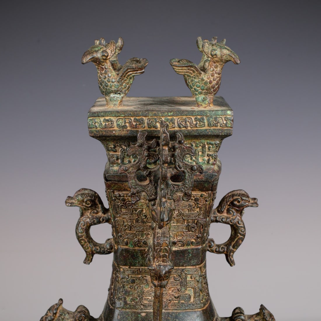 An Exquisite Bronze Beast-Face Pattern Vase - 2