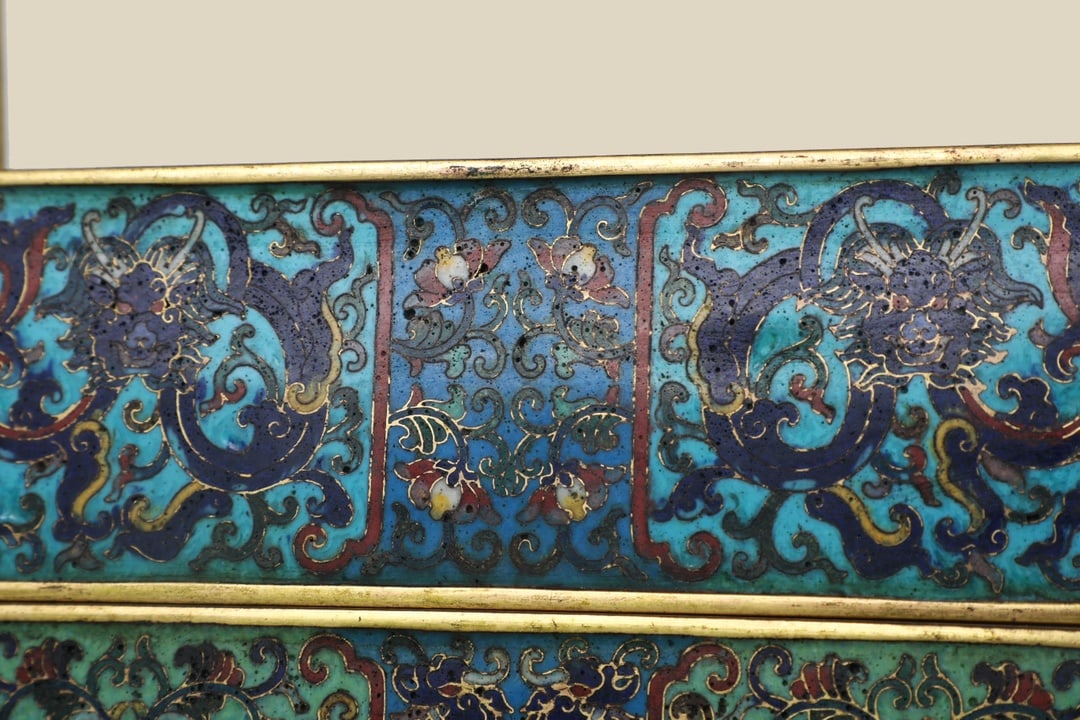 An Exquisite Cloisonne Lotus Pattern Dragon Pattern Box - 7
