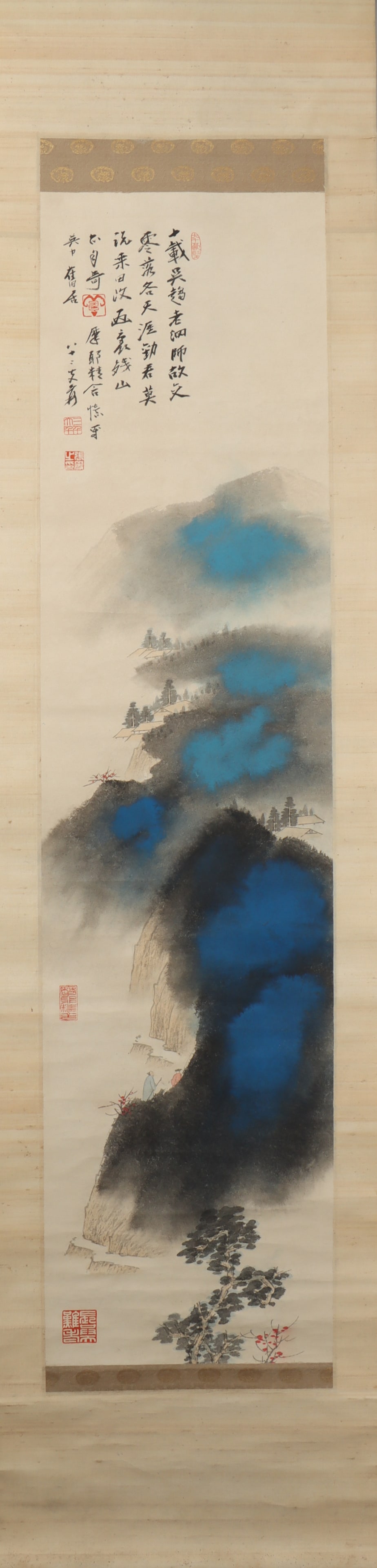 A Chinese Vertical Scroll Ink Painting of Landscape on Paper: A Chinese Vertical Scroll Ink Painting of Landscape on Paper Zhang daqian Size:122cmx30cm (The Dimensions Of All Batches Are Manually Measured.If You Need More Detailed Information, Please Contact Our