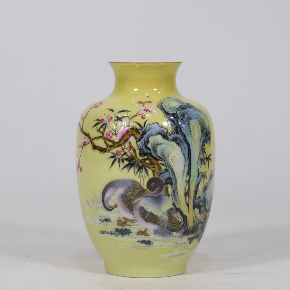 An Exquisite Enamel Flower and Bird Pattern with poem Vase: An Exquisite Enamel Flower and Bird Pattern with poem Vase Qing Dynasty, China Yongzheng Four-character Mark Size:10.5cmx7cm (The Dimensions Of All Batches Are Manually Measured.If You Need More