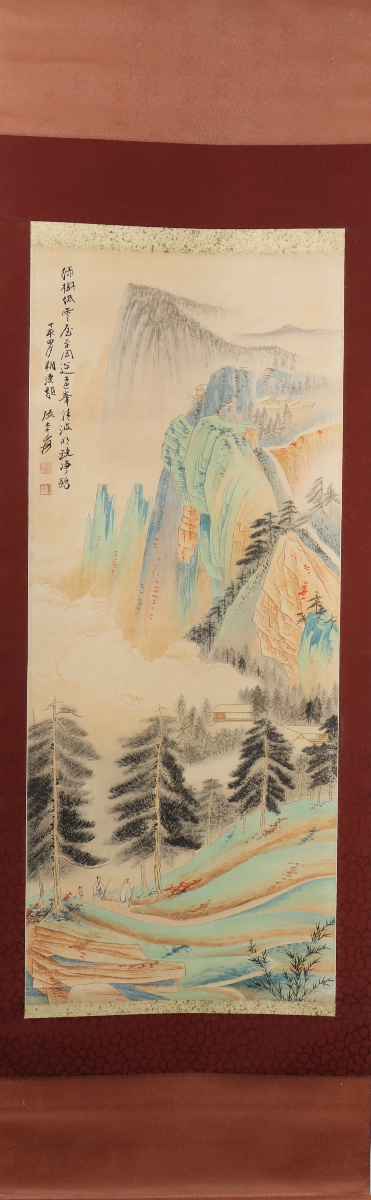 A Chinese Vertical Scroll Ink Painting of Landscape on Paper: A Chinese Vertical Scroll Ink Painting of Landscape on Paper Zhang daqian Size:98cmx41cm (The Dimensions Of All Batches Are Manually Measured.If You Need More Detailed Information, Please Contact