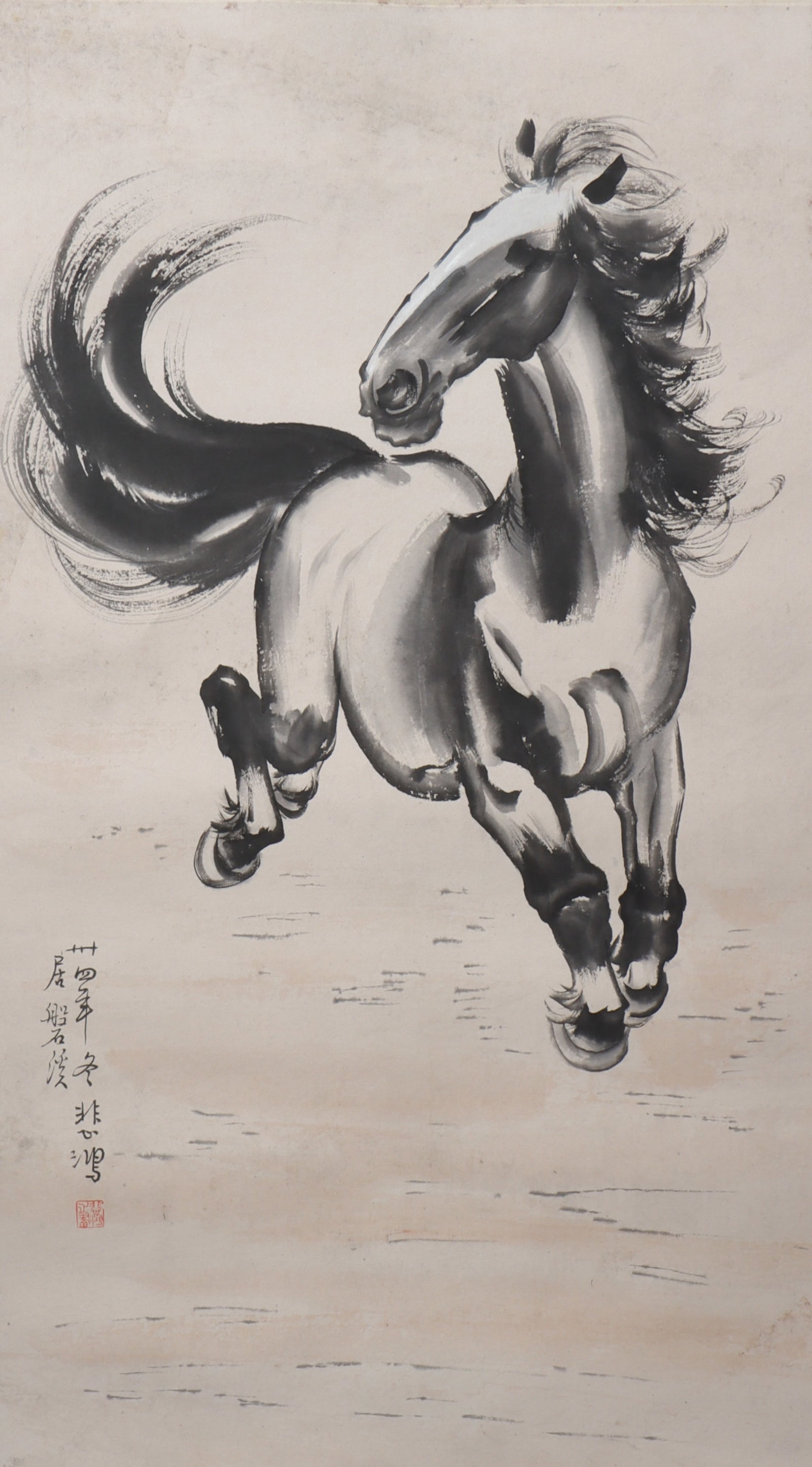 An Fabulous Chinese Ink Horse By Paper: An Fabulous Chinese Ink Horse By Paper Xu beihong Size:77cmx43cm (The Dimensions Of All Batches Are Manually Measured.If You Need More Detailed Information, Please Contact Our Customer Service Before