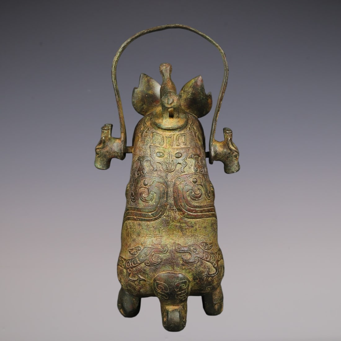 An Exquisite Bronze Beast-Face Pattern Ewer - 5