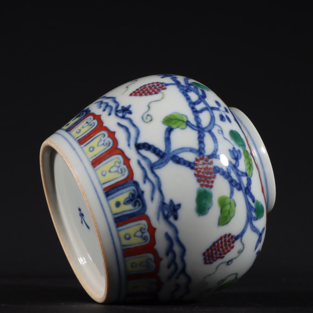 A Rare Doucai Grapes Pattern Jar - 7