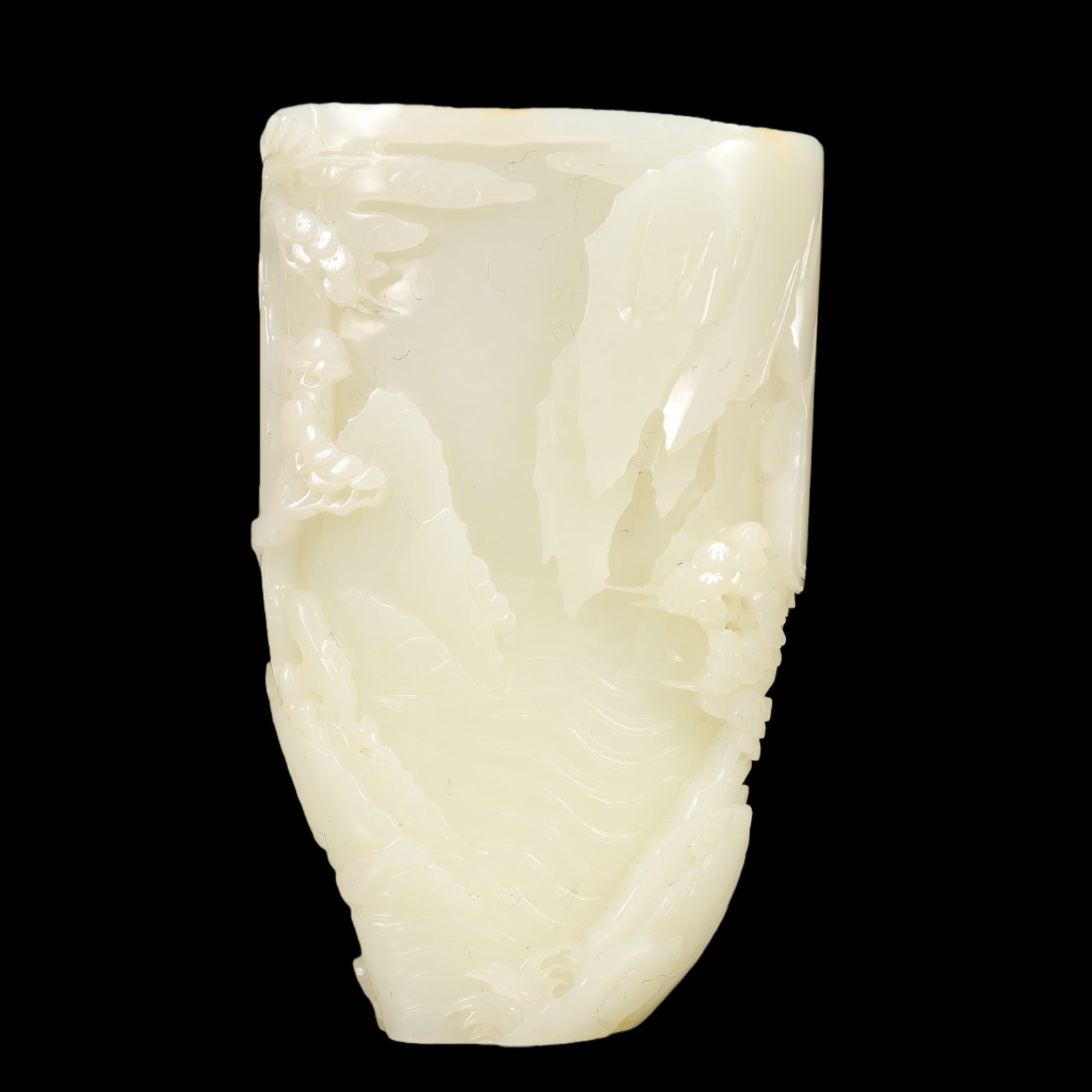 A Exquisite White Jade Pine Pattern Goblet - 6