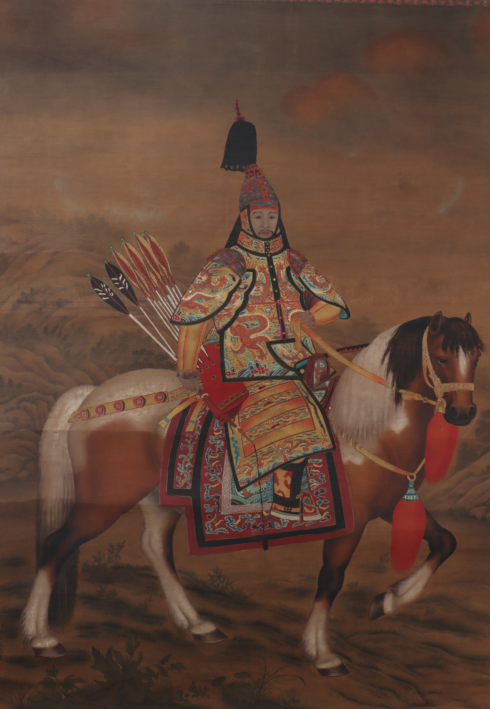 An Fabulous Chinese Ink Figure Riding Horse By Silk: An Fabulous Chinese Ink Figure Riding Horse By Silk Lang shining Size:119cmx84cm (The Dimensions Of All Batches Are Manually Measured.If You Need More Detailed Information, Please Contact Our Customer