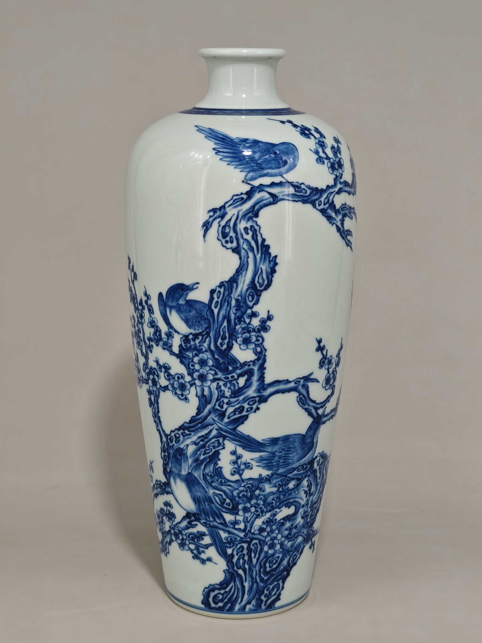 An Exquisite Blue and White Flower and Bird Pattern Vase (1 of 9)