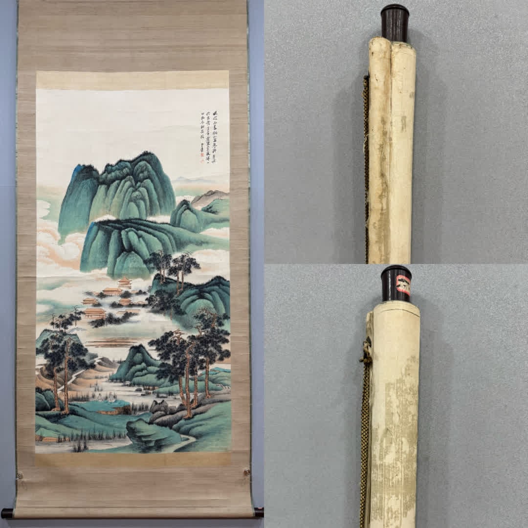 A landscape painting by Zhang Daqian: Zhang Daqian's landscape paintings SIZE: Painting Core90x168cm (The Dimensions Of All Batches Are Manually Measured.If You Need More Detailed Information, Please Contact Our Customer Service Before Bi