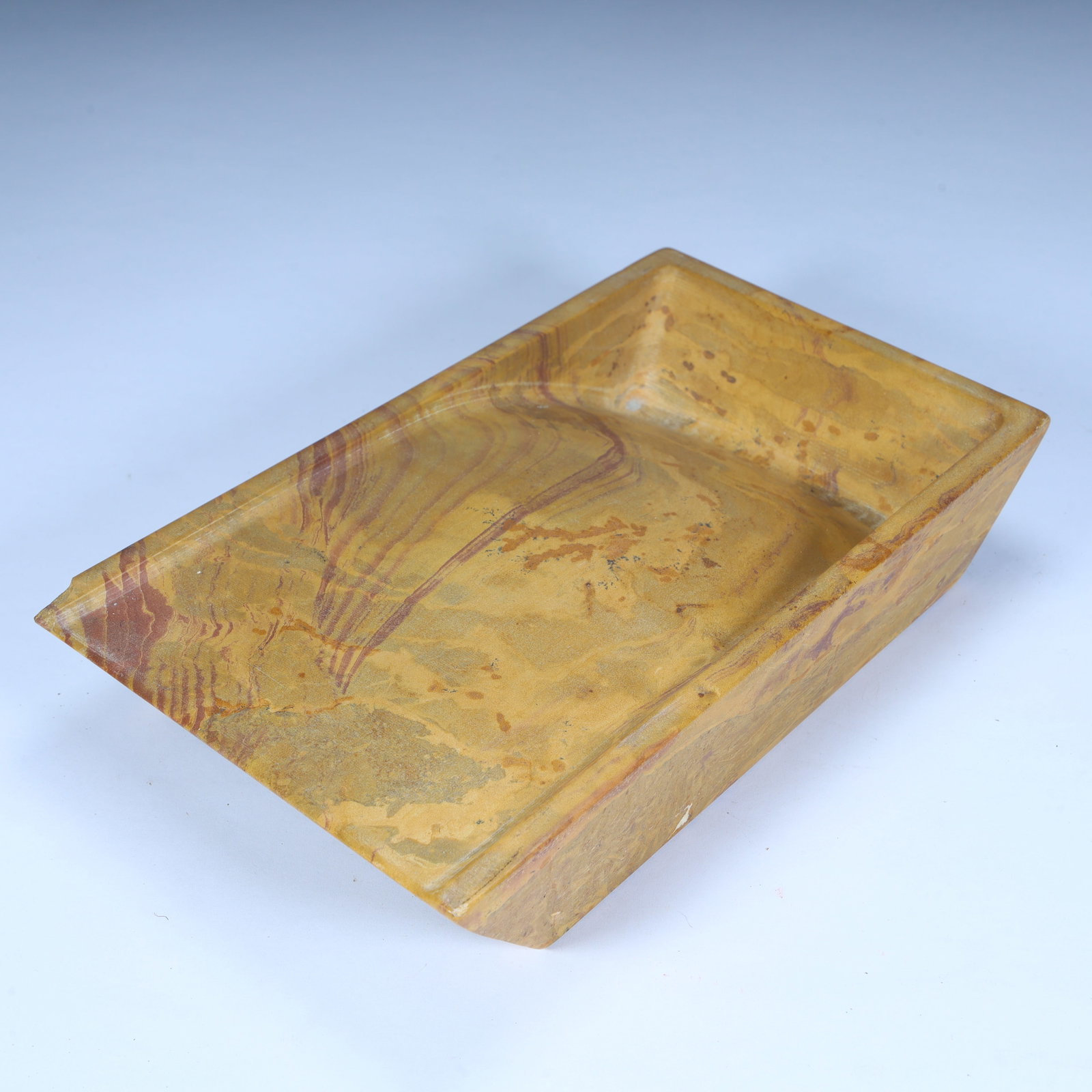 A piece of pine stone rectangular plain inkstone: Songhua stone rectangular plain inkstone SIZE: H:4cm L:20cm W:12.8cm W:1469g (The Dimensions Of All Batches Are Manually Measured.If You Need More Detailed Information, Please Contact Our Customer Ser