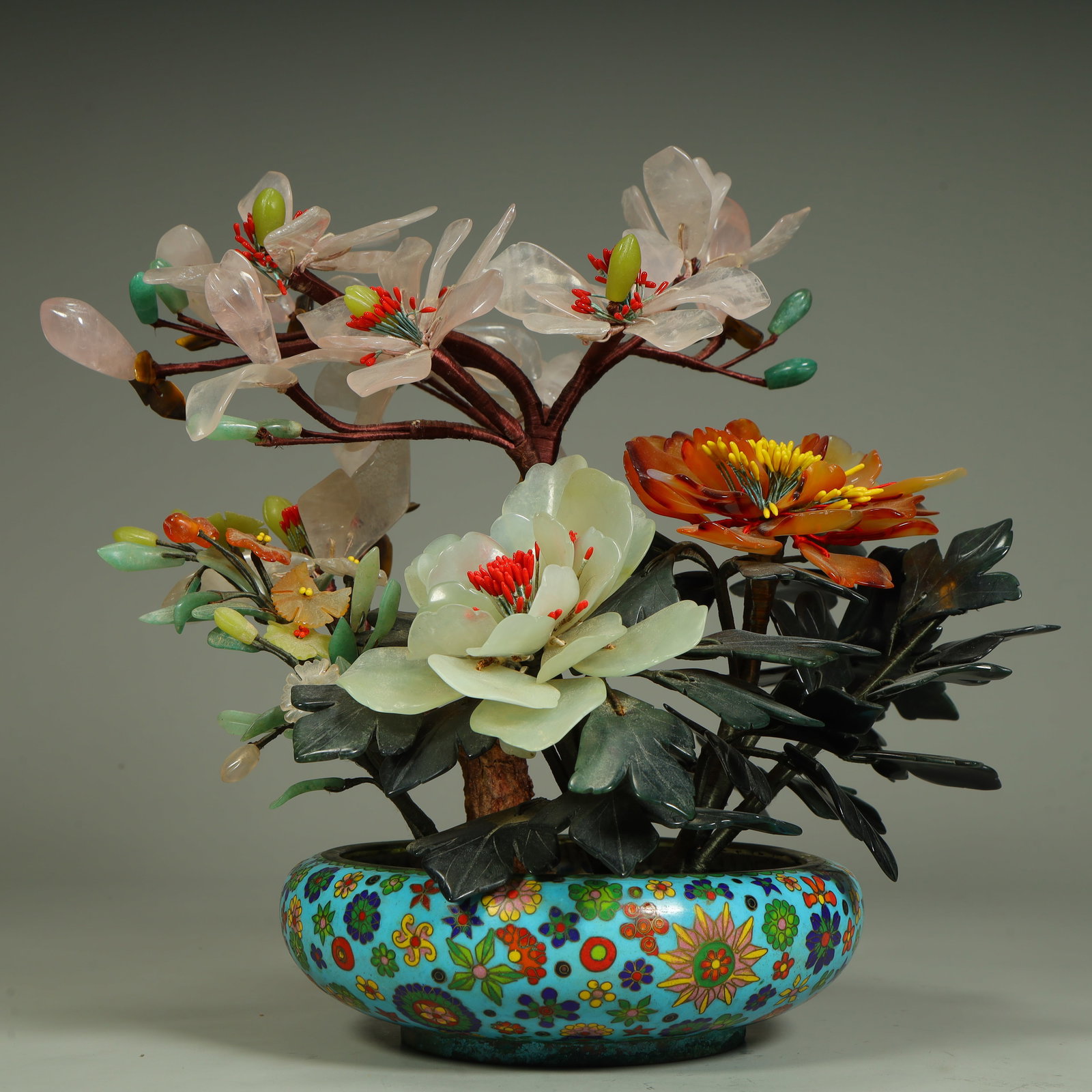 A treasure jade hall rich bonsai ornament: Duobao material jade hall wealth bonsai ornament SIZE: H:25cm L:28cm W:20cm W:1600g (The Dimensions Of All Batches Are Manually Measured.If You Need More Detailed Information, Please Contact Our Custo