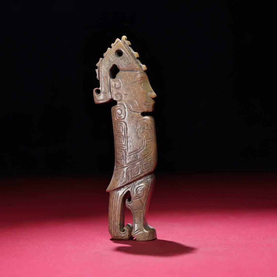 A Han Dynasty jade god man black bird ornament: Han Dynasty jade god man black bird hanging ornament SIZE: 128x39x15mm W:123g (The Dimensions Of All Batches Are Manually Measured.If You Need More Detailed Information, Please Contact Our Customer Se