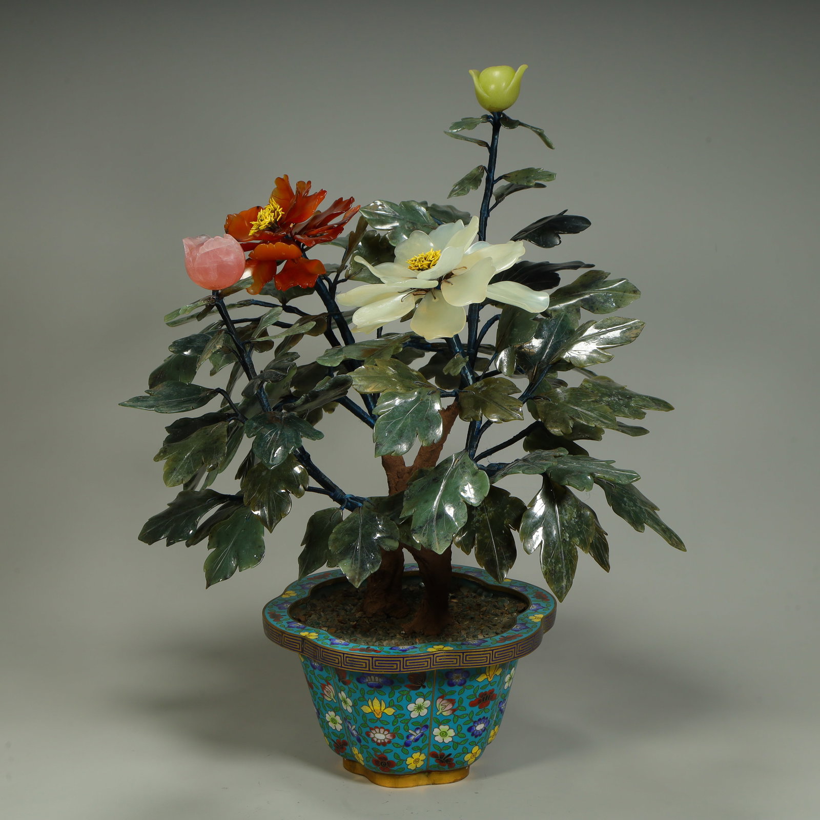 A jade peony bonsai: Jade peony bonsai SIZE: H:49cm L:43cm W:39cm W:3.7kg (The Dimensions Of All Batches Are Manually Measured.If You Need More Detailed Information, Please Contact Our Customer Service Before Bidding.)