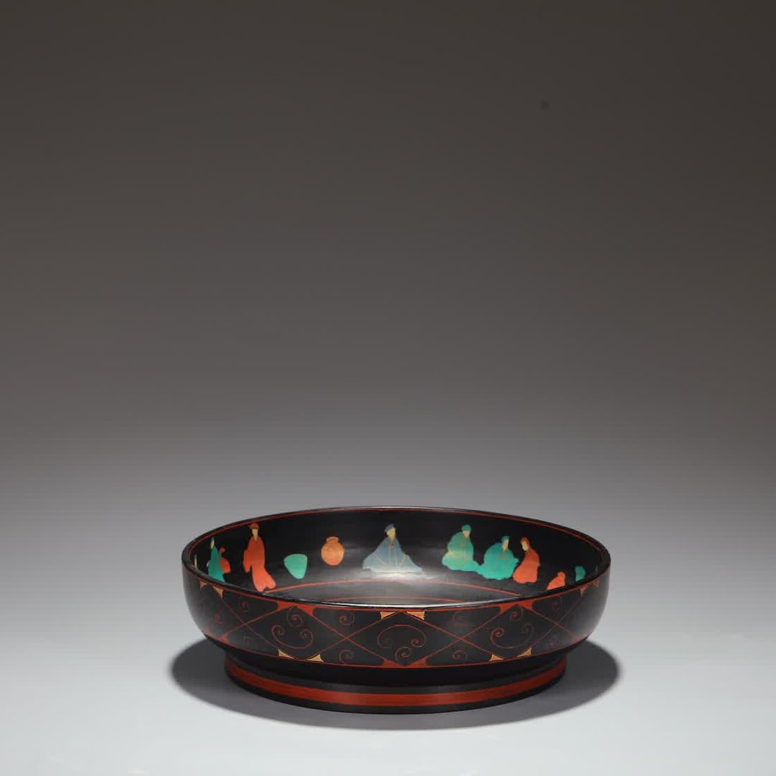 A large plate of Han Dynasty lacquerware court royal figures (1 of 5)