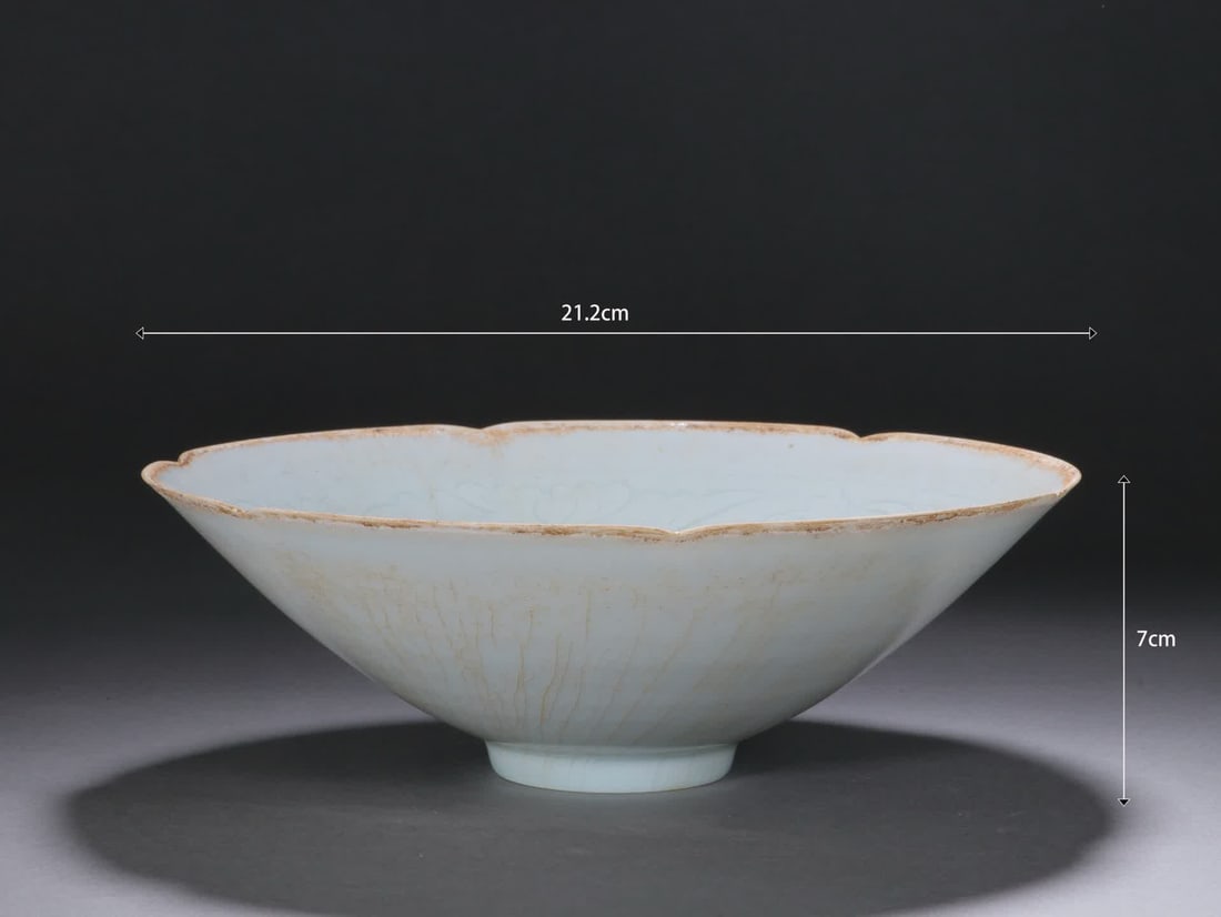 A six-petal cup of Song Dynasty lake field cellar: Song Dynasty lake field cellar flower removal six-petal cup SIZE: H:7cm mouthD:21.2cm (The Dimensions Of All Batches Are Manually Measured.If You Need More Detailed Information, Please Contact Our Cus