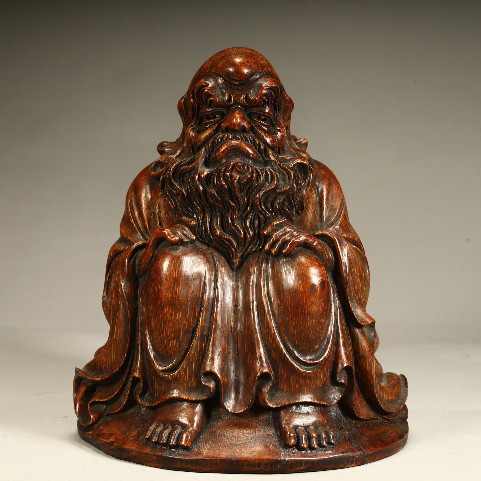 A Qing Dynasty fine bamboo carved figure ornament: Qing Dynasty fine bamboo carving figure ornaments SIZE: H:19cm L:16.5cm W:15.5cm W:811g (The Dimensions Of All Batches Are Manually Measured.If You Need More Detailed Information, Please Contact Our C