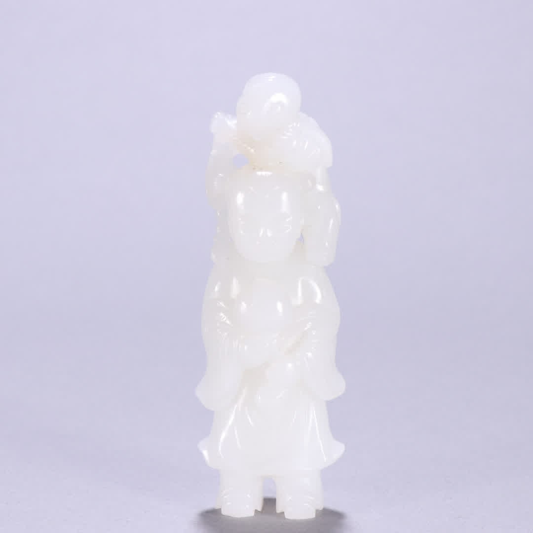 A Qing Dynasty Qing Dynasty Hetian jade boy birthday carving: Qing Dynasty Qing Dynasty Hetian jade boy birthday carving SIZE: H:9.7cm W:3cm W:96.4g (The Dimensions Of All Batches Are Manually Measured.If You Need More Detailed Information, Please Contact Our Cu