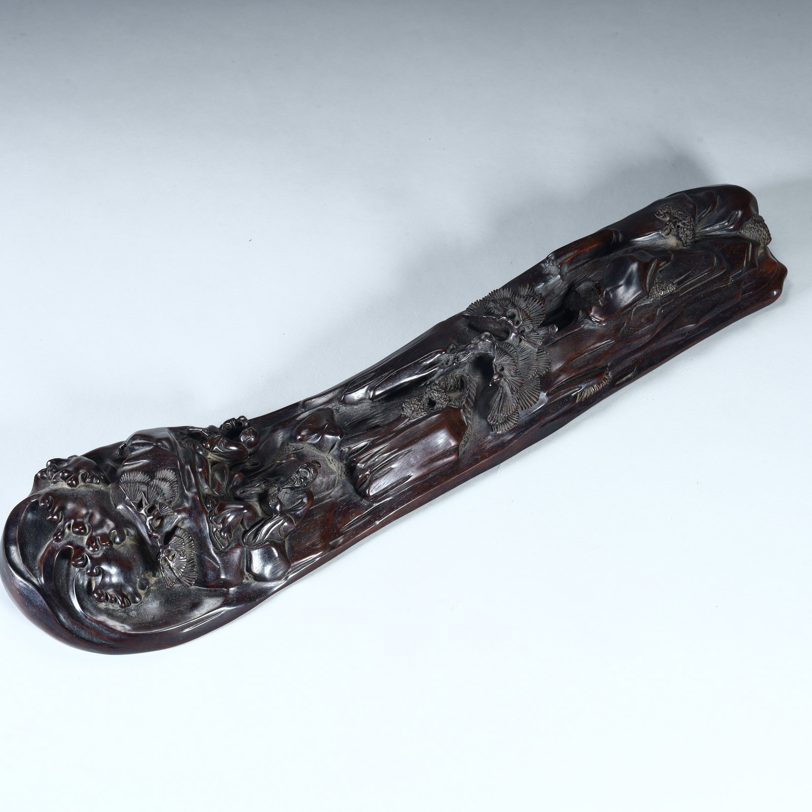 A Qing Dynasty fine rosewood ruler: Qing Dynasty boutique rosewood town ruler SIZE: H:4cm L:35.5cm W:9cm W:552g (The Dimensions Of All Batches Are Manually Measured.If You Need More Detailed Information, Please Contact Our Customer Serv