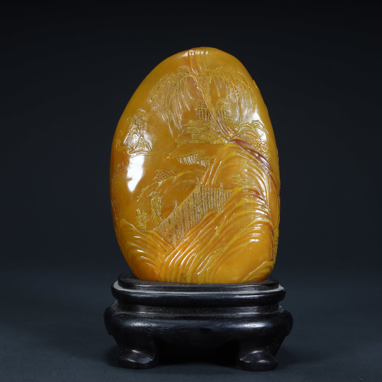 A piece of Qing Dynasty Tian Huangshi "Landscape Pavilion Thin Ornament (1 of 11)