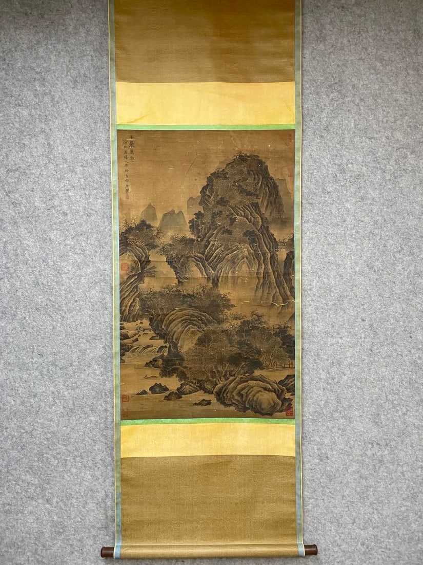 A landscape painting by Li Tang: Li Tang's landscape paintings SIZE: Painting Core59x97cm (The Dimensions Of All Batches Are Manually Measured.If You Need More Detailed Information, Please Contact Our Customer Service Before Bidding.