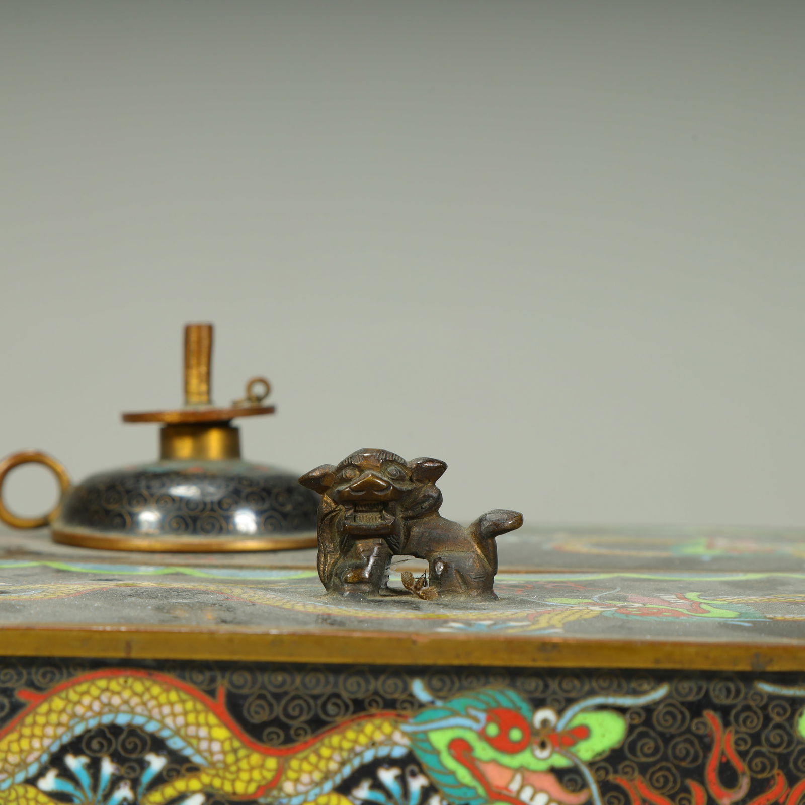 A cloisonné enamel dragon pattern study box - 10