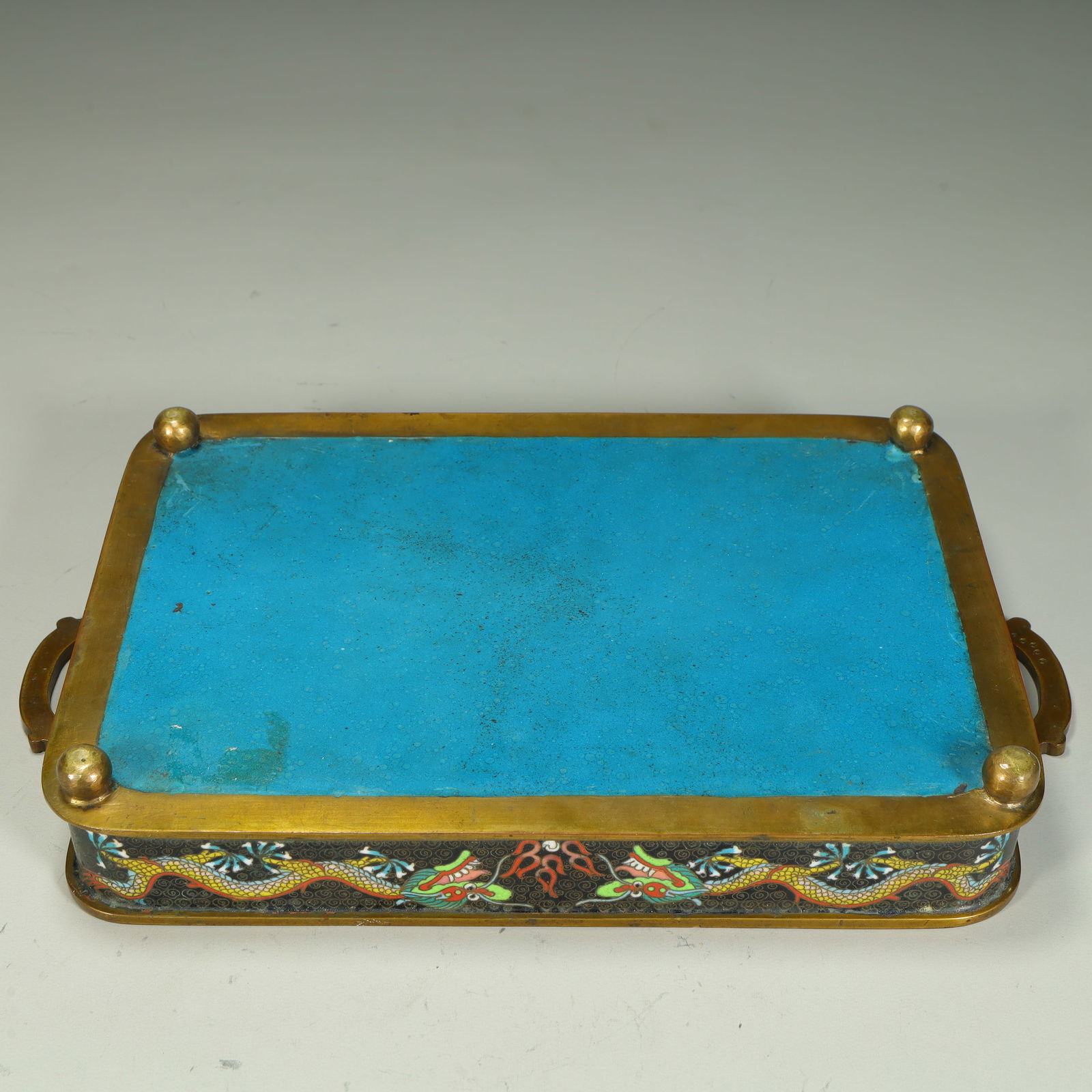 A cloisonné enamel dragon pattern study box - 13
