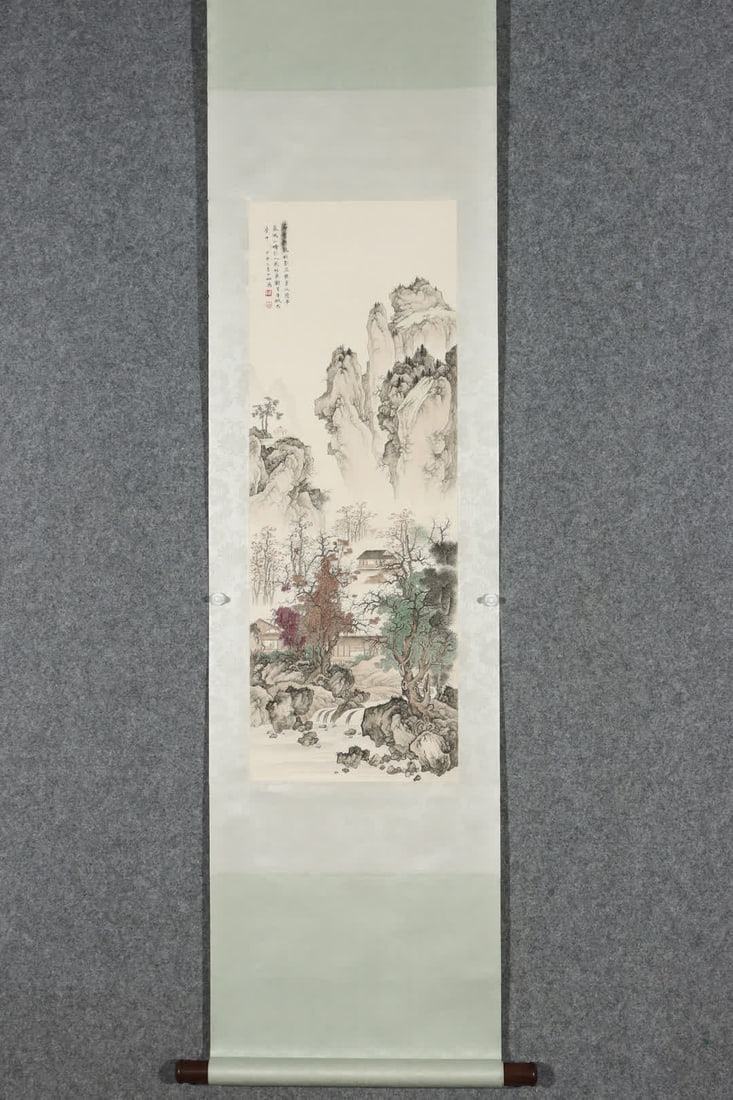 A landscape map of Chen Shaomei: Chen Shaomei's landscape map SIZE: L:87x31cm (The Dimensions Of All Batches Are Manually Measured.If You Need More Detailed Information, Please Contact Our Customer Service Before Bidding.)