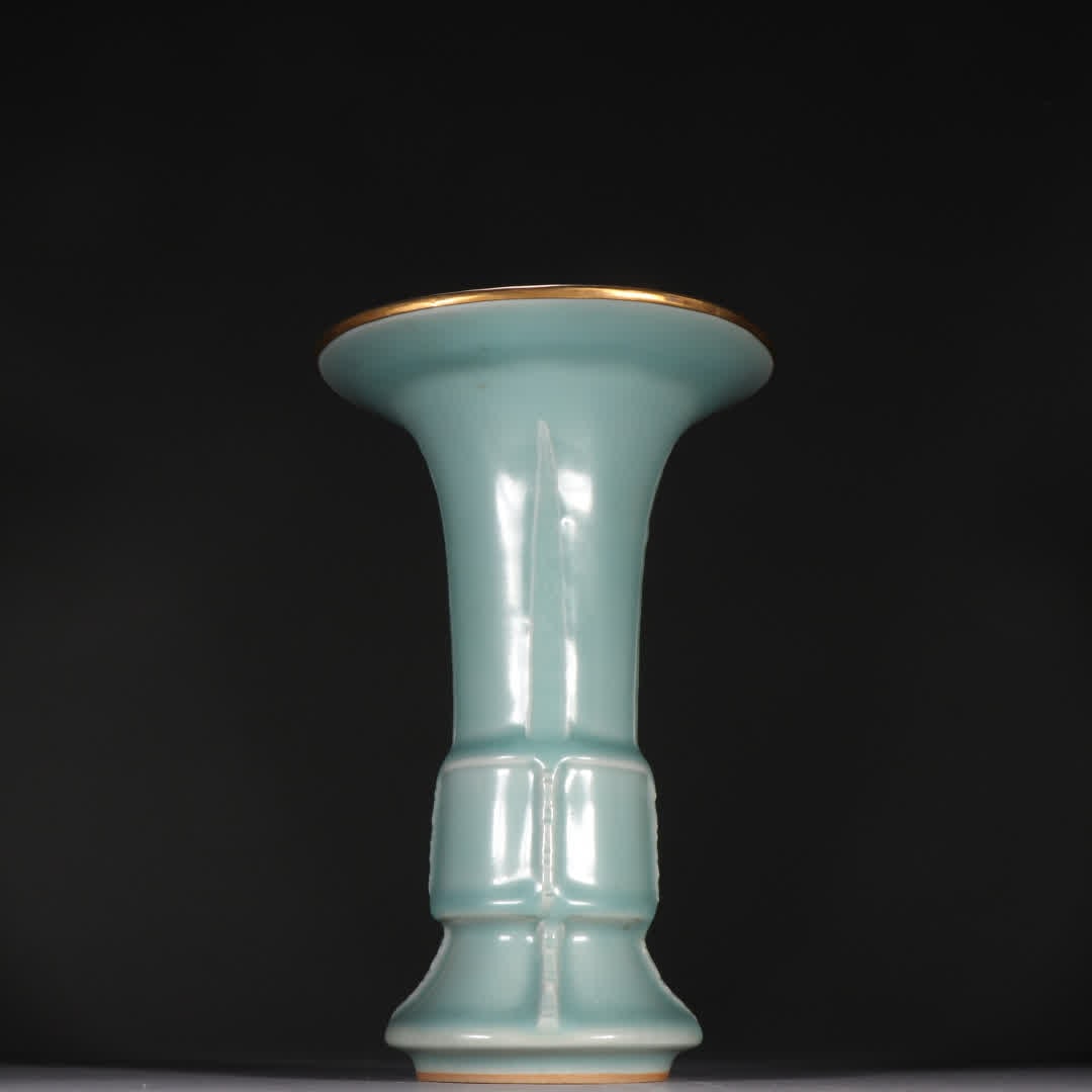 A Longquan kiln covered golden flower cup: Longquan kiln covered with golden flower cups SIZE: H:23.4cm W:15.6cm (The Dimensions Of All Batches Are Manually Measured.If You Need More Detailed Information, Please Contact Our Customer Service Be