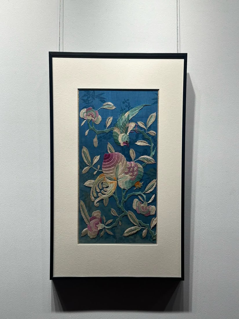 A Qing Dynasty Cantonese embroidery flower and bird sketch (1 of 4)