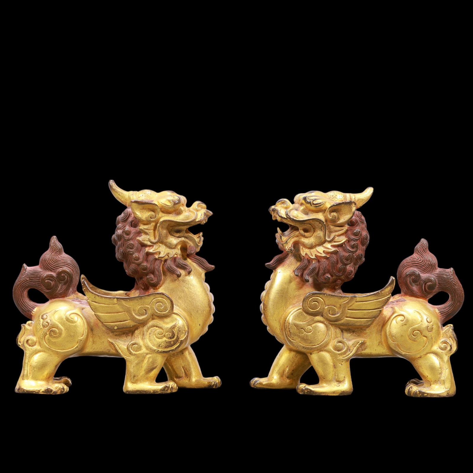 A Exquisite A pair of Gilt Bronze Lion (1 of 14)
