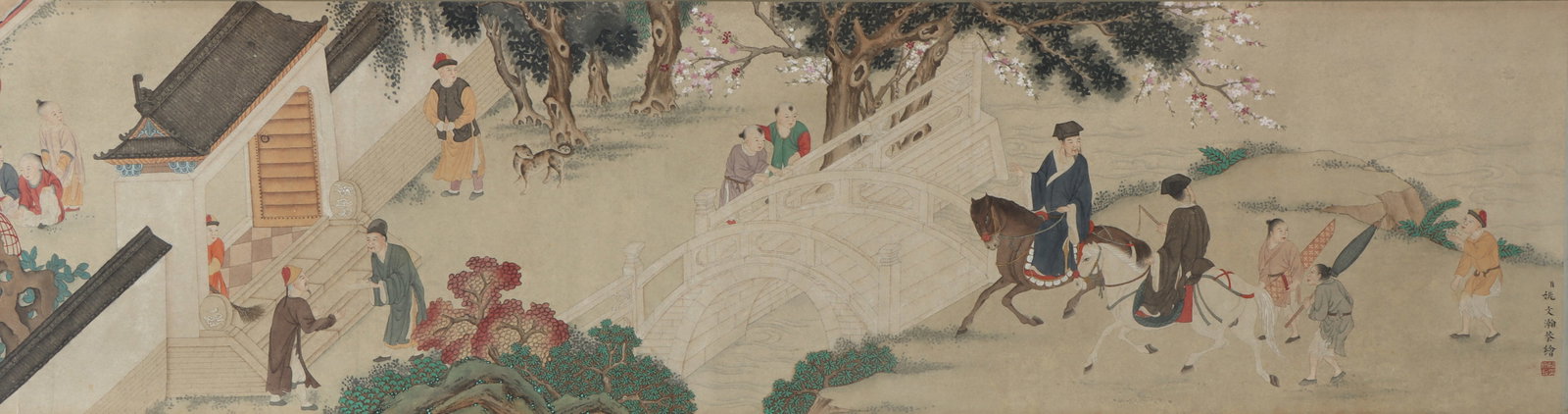 A Chinese Hand Scroll Ink Painting of Character and Story on Paper - 3