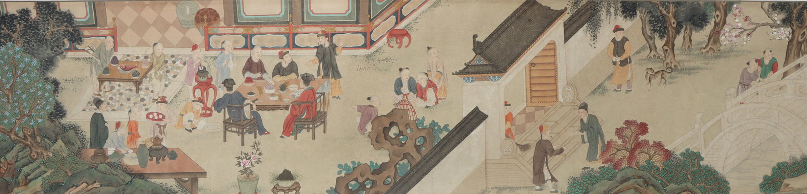 A Chinese Hand Scroll Ink Painting of Character and Story on Paper - 6