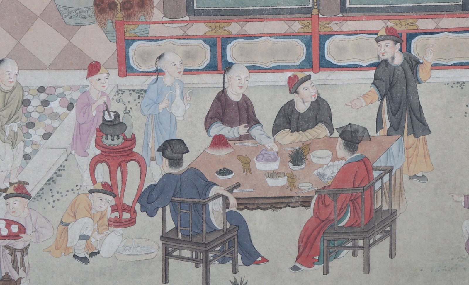 A Chinese Hand Scroll Ink Painting of Character and Story on Paper - 7