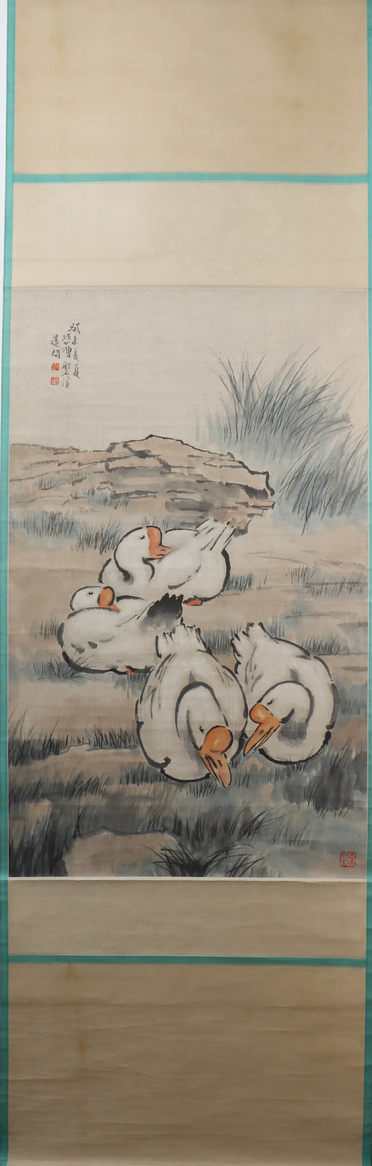A Chinese Vertical Scroll Ink Painting of Goose on Paper (1 of 5)