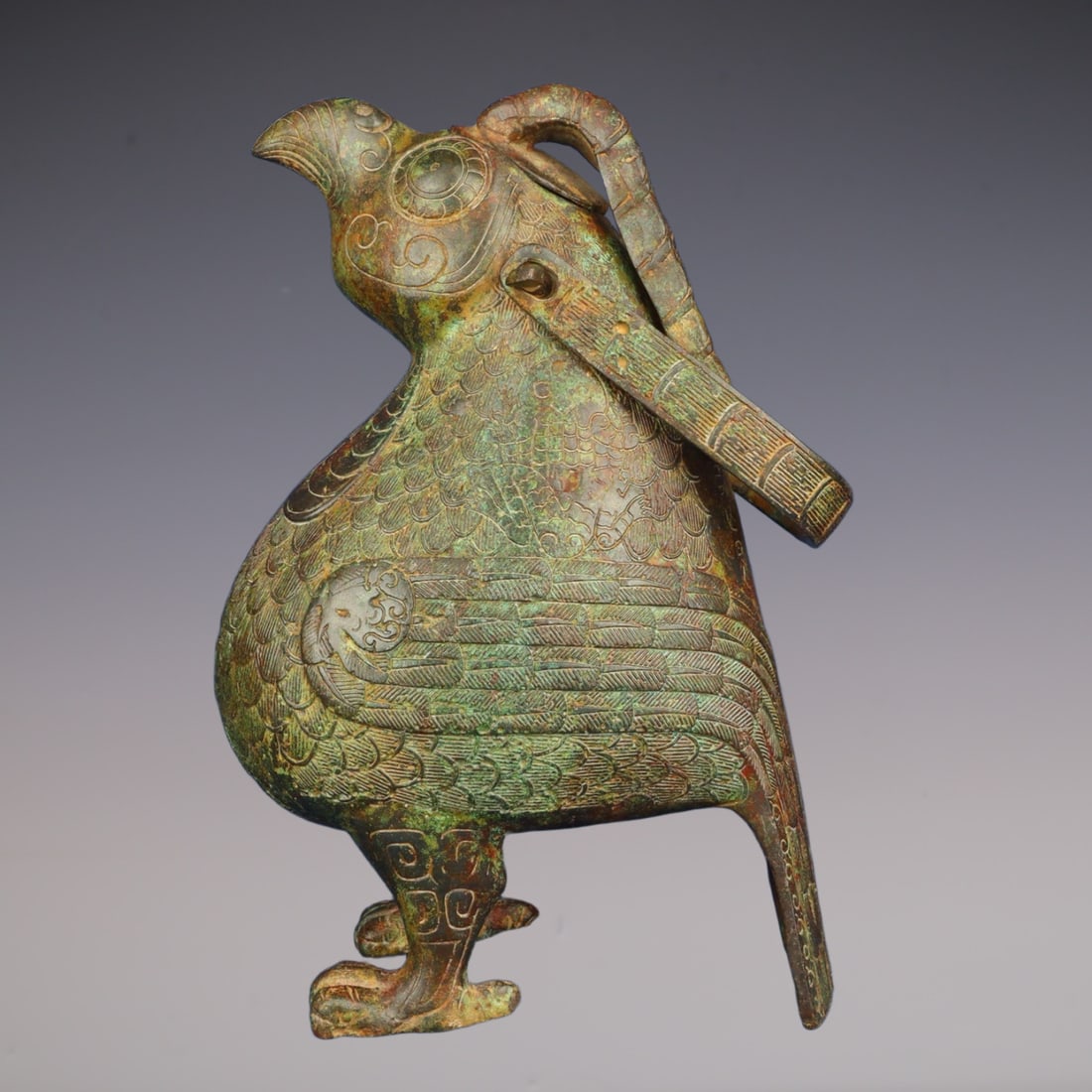 An Exquisite Bronze With Inscription Bird-Shaped Ewer: An Exquisite Bronze With Inscription Bird-Shaped Ewer W.Zhou , China Size:18.5cmx11cmx26cm Weight:2415g (The Dimensions Of All Batches Are Manually Measured.If You Need More Detailed Information, Plea