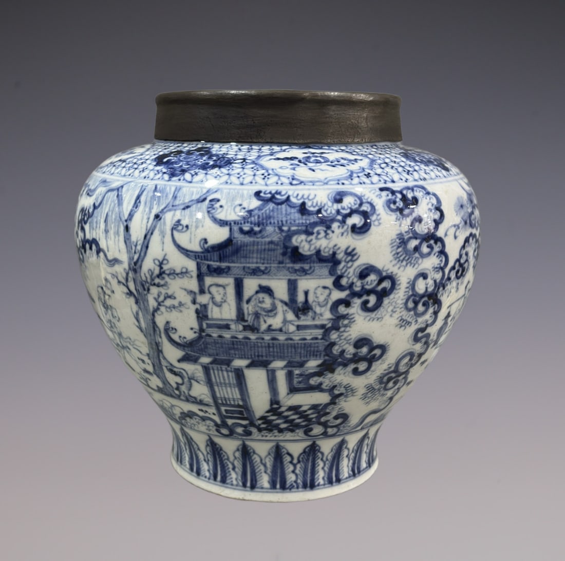 An Exquisite Blue and White Character and Story Pattern Jar: An Exquisite Blue and White Character and Story Pattern Jar Ming Dynasty, China Size:36.5cm (The Dimensions Of All Batches Are Manually Measured.If You Need More Detailed Information, Please Contact O